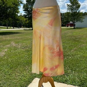 Pink and yellow tie dye skirt